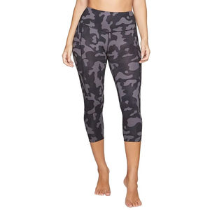 Women's <b>High</b> <b>Waist</b> Capri <b>Leggings</b> <b>Black</b> Camouflage Print Knitted Spandex Polyester Sporty All Seasons Stretch Breathable - Product Image 1