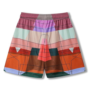 กางเกงขาสั้นออกกำลังกายลายพรางสำหรับผู้ชายสุดเทรนดี้  โลโก้แบบซับลิเมชั่นสั่งทำได้ ผ้าฝ้ายเนื้อหนา มีเชือกผูกเอว เหมาะสำหรับวิ่ง ฟิตเนส และเล่นกีฬา - Product Image 2