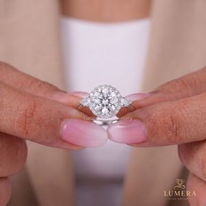 Bague Solitaire en Or et Argent de Luxe, Sertie d'un Diamant de Laboratoire, pour Femme, Bijou de Mariage Élégant, Cadeau d'Anniversaire de Mariage - Product Image 3