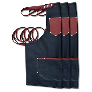 Customized Barber <b>Aprons</b> Blue Color Jeans Work Wear <b>Aprons</b> Canvas <b>Aprons</b> With Leather Straps - Product Image 4