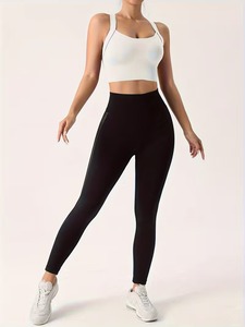 Women's Seamless <b>Cross</b> Back Sports Bra | Crisscross Strap Workout Crop <b>Top</b> | Nylon Spandex Padded Gym Fitness Activewear - Product Image 1