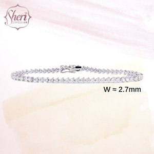 [Sheri Jewels] 100% Natural Diamond Tennis Bracelet 3 Prongs Setting Classic Design 18K Solid Gold FG Color SI1-2 - <b>Gift</b> to Her - Product Image 2