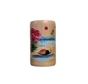 Organizador de escritorio de bambú natural tallado a mano con motivo de torre de tortuga, estilo rústico, para oficina. - Product Image 3
