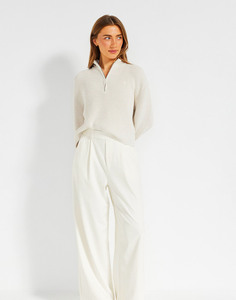 Pantalones anchos de cintura alta blancos, plisados al frente, de satén, elegantes, largos, holgados, de verano, para mujer - Product Image 3