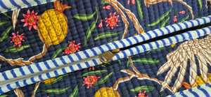 Sac fourre-tout matelassé en coton 100% fait main en Inde, avec des bretelles robustes, fermeture à glissière, motif floral, style bohème, pour la plage, les courses, pour femmes - Product Image 6