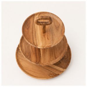 Premium 3-<b>Tier</b> Wooden <b>Cake</b> Stand & Dessert Display Tower Elegant Acacia Wood Wedding Cupcake Stand Tiered Serving Tray - Product Image 3