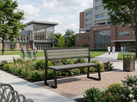 Banc de patio 3 places moderne de style américain et européen, en fer, écologique, durable, résistant à l'eau, pour hôpital, parc, villa, école