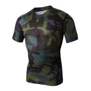 Men's Fitted Short Sleeve MMA Rashguard Camouflage Print Moisture Wicking MMA Sports Apparel for Jiu Jitsu Grappling - Product Image 1