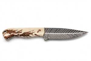 Handcrafted Feather Pattern Utility Knife Natural Bone Handle Fixed Blade <b>Craft</b> <b>Tool</b> - Product Image 5