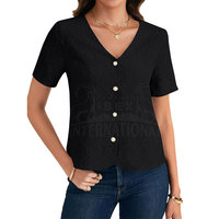 T-shirt en coton tricoté pour femme, coupe classique, broderie, respirant, écologique, décontracté, été, voyage, shopping, vacances, usage quotidien