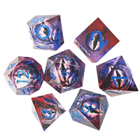 Dés en résine à noyau liquide, deux couleurs, yeux mobiles, bords tranchants, ensemble de dés D&D personnalisable pour jeux de rôle de table, jeu Cthulhu, logo personnalisé