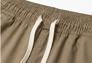 Shorts cargo marron pour homme, taille mi-haute, cordon de serrage, toile de coton, style décontracté - Product Image 2