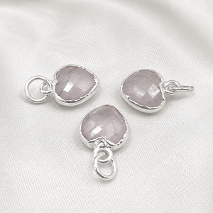 <b>Heart</b> Shape <b>Rose</b> <b>Quartz</b> Gemstone Charm Pendant 925 Silver Bezel Setting Trendy Style Unisex Jewelry for Everyday Wear Party - Product Image 1