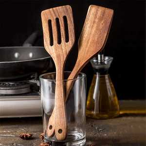 Juego de Espátulas de Madera, Diseño Clásico, Ecológicas, Duraderas, Utensilios de Cocina, Capacidad de 10 ml, para Cocinar, Remover y Servir - Product Image 1