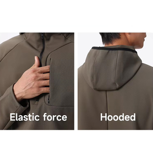 Quick Dry Sweat Wicking Workout Training Pullovers Custom Made Quarter Zip Hooded Top Muscle Fit Terry Made 1/4 Zip <b>Track</b> <b>Jacket</b> - Product Image 5