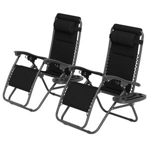 Sedia Pieghevole Nera a 2 Pezzi per Uso Esterno in Cortile e Giardino - Product Image 5