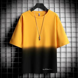 Nouveau style T-shirts pour hommes à col rond, manches courtes, dégradé bicolore, coupe ample, décontracté pour l'été - Product Image 6