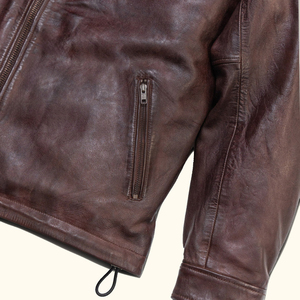 Wholesale Leather Fabric International Brown Jacket <b>Zip</b> <b>up</b> Genuine Leather Jacket for Men - Product Image 4