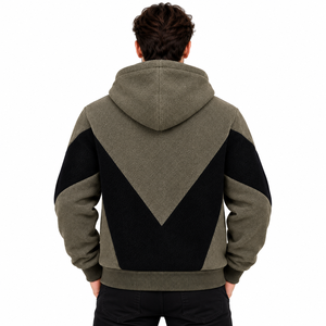 Men's Color Block <b>Hooded</b> <b>Jacket</b> Zip Up <b>Fleece</b> Sweatshirt Casual Winter Streetwear Hoodie <b>Jacket</b> - Product Image 2