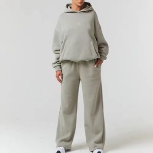 Ensemble de survêtement unisexe 2 pièces à col ras du cou pour l'entraînement, la gym et la course, imperméable, 100 % polyester, taille élastique, à prix réduit - Product Image 2