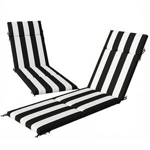 Juego de 2 Cojines para Tumbonas de Exterior con 6 Lazos, Cojines de Espuma de Alta Densidad en Blanco y Negro para Patio y Piscina - Product Image 1