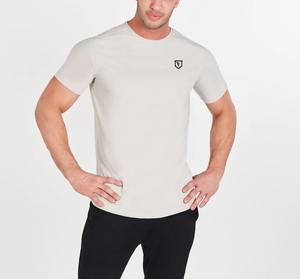 T-shirt de sport pour homme 100 % coton à manches courtes, col contrastant, tricoté, séchage rapide, respirant, pour entraînement, fitness et musculation - Product Image 2