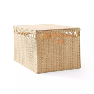 Handcrafted Rattan <b>Laundry</b> Basket With Lid Woven Hamper Basket Decorative <b>Storage</b> Bin Perfect For Bedroom <b>Organization</b> - Product Image 4