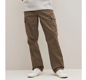 Pantalones Cargo Marrones de Algodón Twill Elástico Ligero para Hombre con Cierre de Cremallera, Anti-Pilling, Anti-Arrugas, de Algodón Orgánico, Corte Recto - Product Image 5