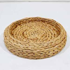 Coussin de lit rond tissé en jacinthe d'eau naturelle pour chien et chat, amovible et lavable, toutes saisons, pour chambre et salon - Product Image 3