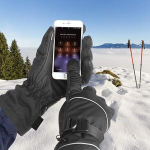 Unisex Keep Warm Winter Waterproof Touch Screen <b>Leather</b> Full Finger Ski Gloves Adjustable <b>Wrist</b> Strap Long <b>Cuff</b> Stylish Gloves - Product Image 4