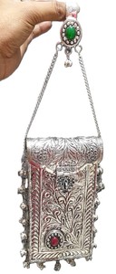 Women's Brass Mobile Phone Carry Purse Sling <b>Bag</b> with Floral Filigree Carving Engraved Design Chain Strap Evening Party Use - Product Image 2