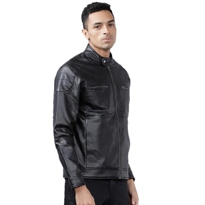 Veste en cuir de buffle véritable en cuir de vachette personnalisable pour hommes avec fermeture à glissière à col montant pour l'hiver-Service OEM disponible - Product Image 3