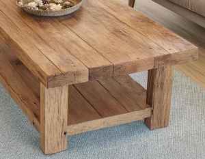 Mesa de Centro Premium para Sala de Estar Hecha de Madera Sólida con Estante Inferior Rectangular Minimalista y Funcional, de Larga Duración - Product Image 3