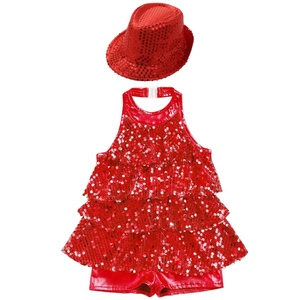 4-16 Enfants Filles <span class=keywords><strong>Jazz</strong></span> Moderne Costumes de Danse Latine <span class=keywords><strong>Justaucorps</strong></span> avec Chapeau Sets Bodysuit Jumpsuits for Stage Performance Competition - Product Image 4