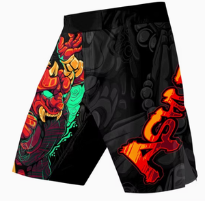 Shorts MMA pour homme en polyester noir, imprimés par sublimation, séchage rapide, taille mi-élastique, vêtements de combat décontractés - Product Image 2
