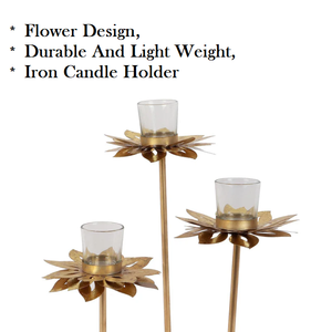Portavelas de latón con flores altas de la mejor calidad para Diwali y decoraciones navideñas disponibles a precio mayorista - Product Image 2