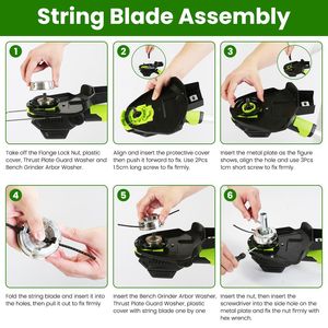 Tagliabordi e Decespugliatore Elettrico a Batteria 21V, 16800 RPM, 2 Batterie da 3000mAh, Lunghezza 3.6-4.6FT per Taglio Arbusti - Product Image 4