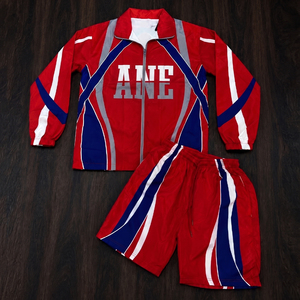 Custom Logo Men Tracksuit Polyester Windbreaker Full Zip Jacket Sports Shorts Two Piece Set Breathable Sublimated Sweatsuit - Product Image 2