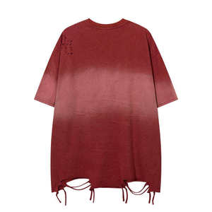Camiseta Personalizada para Hombre, Negra, Estilo Desgastado, Manga Corta, Cuello Redondo, 100% Algodón, Estilo Punk, Tela de Lona, Corte Holgado, Impresión Digital, Envío Rápido - Product Image 5