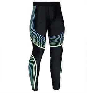 Men's Black Full Length Compression Pants Mid Waist Seamless Four-Way Stretch Anti-Bacterial Spandex <b>Yoga</b> <b>Leggings</b> - Product Image 4
