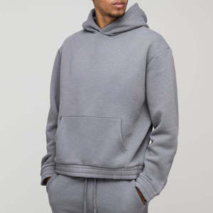 Ensemble survêtement homme gris 2-en-1 avec sweat à capuche et pantalon de jogging, vêtements de sport décontractés, séchage rapide, 100% coton, manches longues, coupe légère et ajustée - Product Image 2