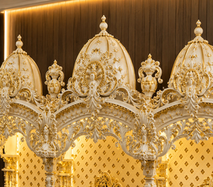 Bollywood-Style Wooden Pooja <b>Mandir</b> For USA Large Indian Hindu Temple with Hand Carved Domes Custom Teak Wood Pooja <b>Mandir</b> - Product Image 5