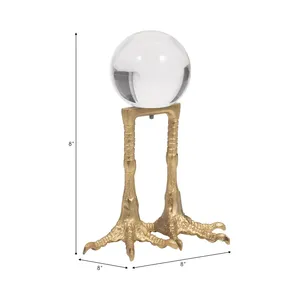 Gold-Plated Aluminium Bird Claw <b>Crystal</b> <b>Ball</b> Stand Round Figurine for Home Decoration Feng Shui - Product Image 2
