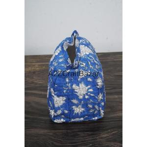 Pochette de maquillage légère en coton biologique matelassé, faite à la main en Inde, écologique, avec fermeture éclair, pour trousse de toilette, taille moyenne - Product Image 6