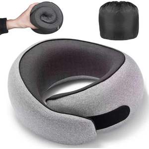 Almohada de Viaje para el Cuello, Espuma Viscoelástica, Soporte de 360 Grados, Plegable, con Bolsa de Almacenamiento, Gris - Product Image 1