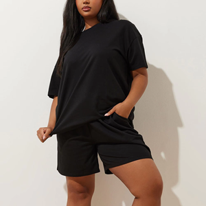 Ensemble court 2 pièces en coton 100 % pour femme, style décontracté d'été, avec dentelle, strass et logo personnalisé, coupe classique, style urbain - Product Image 5