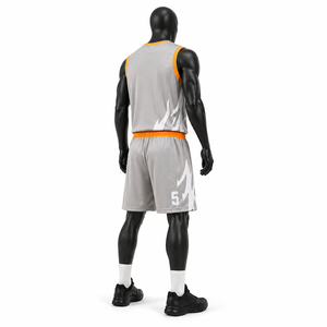Proveedor Mayorista de Uniformes de Baloncesto Transpirables de Malla Gris y Naranja Unisex de Alta Calidad, Pantalones Cortos de Jersey Deportivos Sublimados para Equipos, OEM - Product Image 5