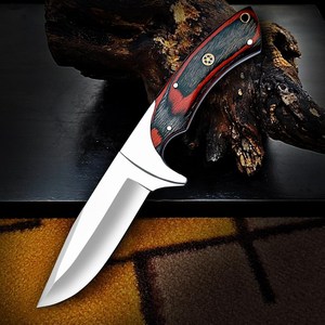 Couteau de chasse EDC à lame fixe en acier inoxydable, manche en bois, étui en cuir, couteau utilitaire de camping et de bushcraft à lame pleine, OEM - Product Image 2