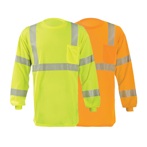 เสื้อยืดแขนยาวสะท้อนแสงแบบกำหนดเองสำหรับงานก่อสร้าง เสื้อยืดแบบ Hi-Vis สีเขียวและสีส้ม - Product Image 4