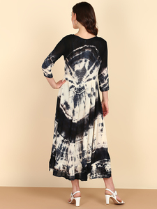 Vestido de Rayón con Estampado Tie-Dye Hecho a Mano para Mujer, Corte en A, de Secado Rápido, para Fiestas de Verano, Estilo Moderno para el Día a Día, al Mejor Precio de Proveedor - Product Image 3